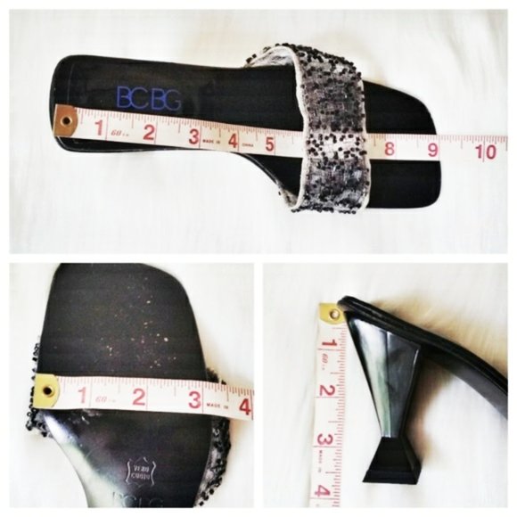 BCBG MaxAzria Beaded Block Heel Mule Slide Sandals - Picture 7 of 8